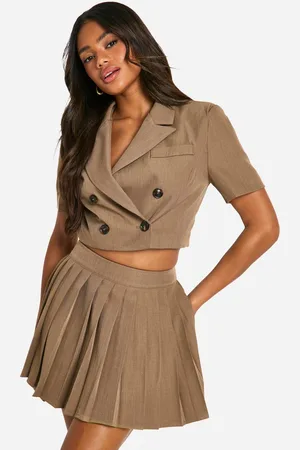 Boohoo Womens Pleated Full Mini Skirt - - 14