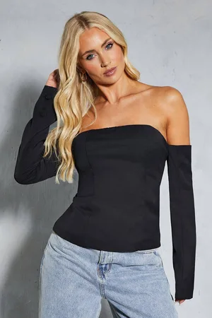 MissPap Womens Bardot Structured Zip Back Top - - 16