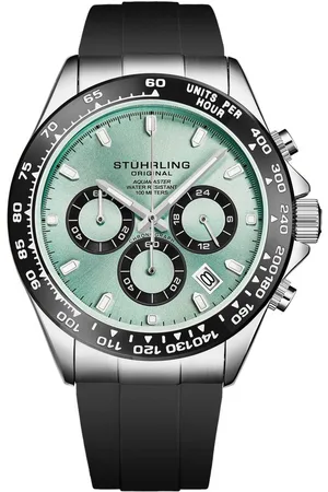 Stuhrling Aquamaster 4048 Chronograph Watch Quartz 42mm Case rubber Strap - - One Size