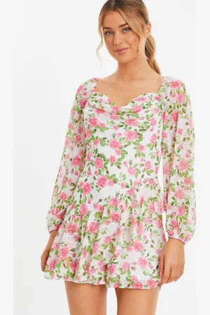 Quiz Womens Floral Chiffon Playsuit - 16