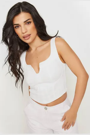 PixieGirl Womens Petite Notch Neck Corset Top - - 16