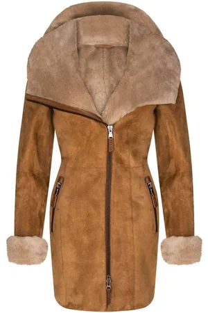 Infinity Womens Merino Sheepskin Hooded Coat-Antioch - - 8