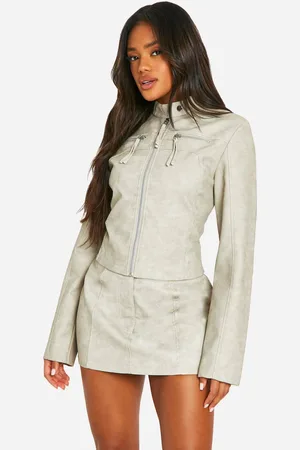 Boohoo Womens Washed Faux Leather Mini Skirt - - 16