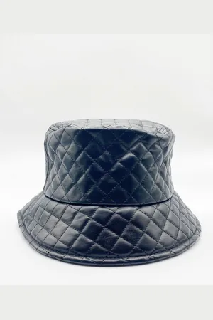 SVNX Emerald Quilted PU Leather Bucket Hat In - One Size