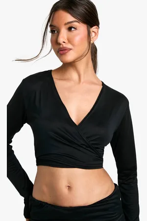 Boohoo Womens Loungewear Soft Touch Tie Front Wrap Top - - 10