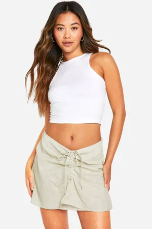 Boohoo Womens Cotton Ruched Side Mini Skirt - - 10