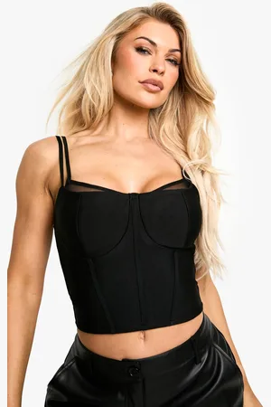 Boohoo Womens Bandage Mesh Insert Cupped Corset Top - - 16