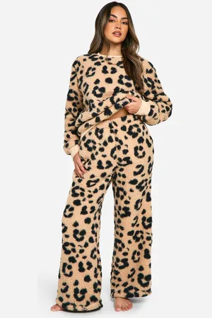 Boohoo Womens Leopard Jumper And Wide Leg Lounge Set - - 8