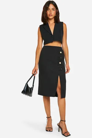 Boohoo Womens Button Detail Midi Skirt - - 10