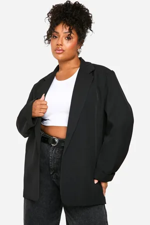 Boohoo Womens Basics Plus Essential Relaxed Edge to Edge Turn Up Cuff Blazer - - 18