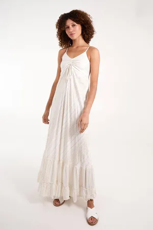 Blue Vanilla Womens Gold Tie Front Maxi Dress - - S