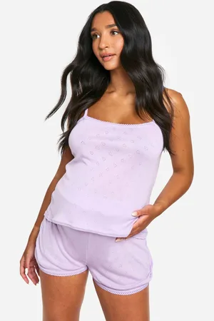 Boohoo Womens Maternity Pointelle Lace Trim Cami And Short Pyjama Set - - 12