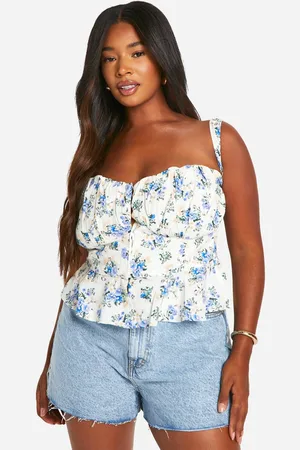 Boohoo Womens Plus Ditsy Floral Peplum Corset Top - - 28