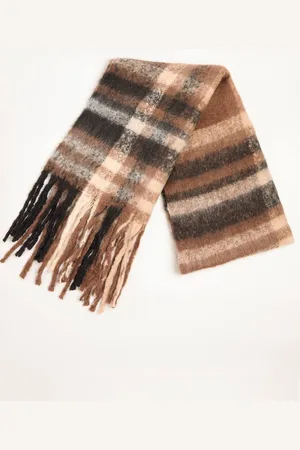 Blue Vanilla Womens Checked Fluffy Scarf - - One Size