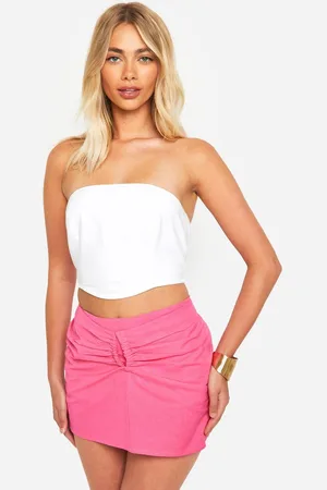 Boohoo Womens Cut Out Detail Linen Look Mini Skirt - - 16