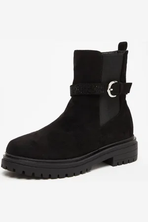 Quiz Womens Diamante Chunky Buckle Boots - 5