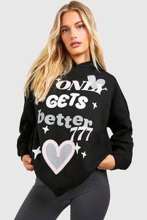Boohoo Womens Puff Print Slogan Oversized Hoodie - - XL
