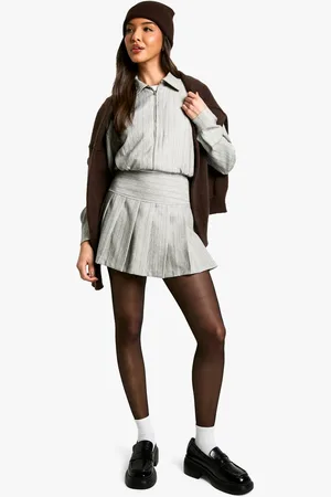 Boohoo Womens Premium Pinstripe Pleated Micro Mini Skirt - - 16