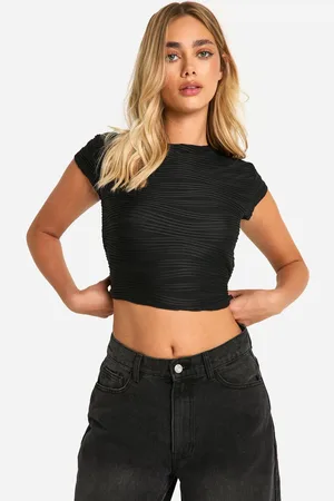 Boohoo Womens Textured Cap Sleeve Baby Tee - - 12