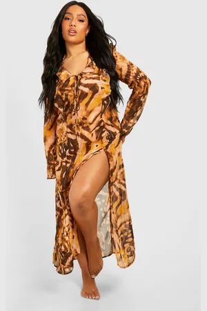 Boohoo Womens Plus Ruffle Maxi Beach Dress - 28