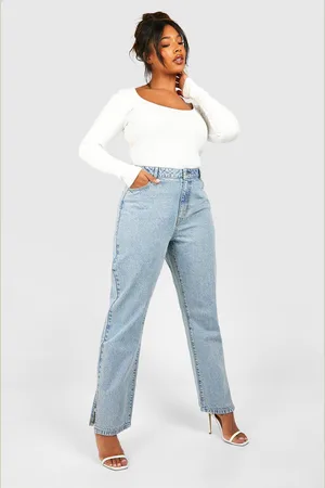 Boohoo Womens Plus Basics Split Hem Straight Leg Jeans - - 20