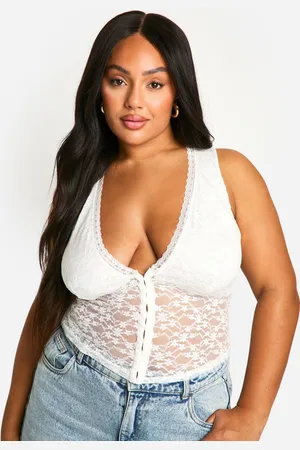 Boohoo Womens Plus Lace Hook And Eye Corset Top - - 26