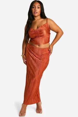 Boohoo Womens Plus Plisse Cami Top & Midaxi Skirt Co Ord - - 18