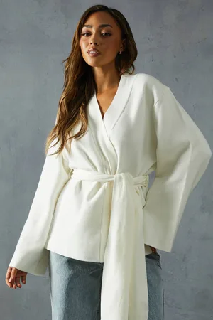 MissPap Womens Heavyweight Knitted Belted Wrap Kimono Cardigan - - M/L
