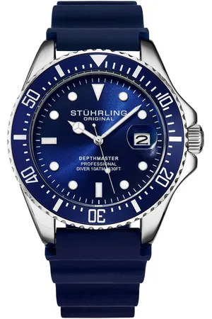 Stuhrling Depthmaster Quartz 42mm Diver Watch with Rubber Strap - - One Size