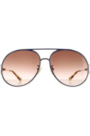 Chloé Womens Aviator Gold Blue Brown Gradient CH0145S Sunglasses - - One Size