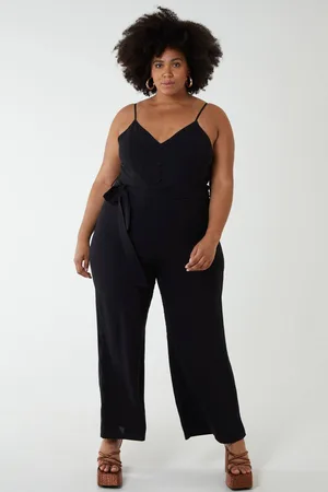 Blue Vanilla Womens Button Front Strappy Jumpsuit - - 26-28