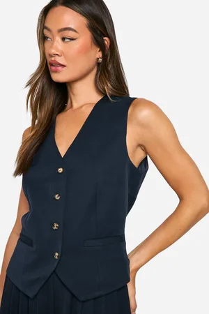 Boohoo Womens Tall Mock Horn Button Fitted Waistcoat - - 8