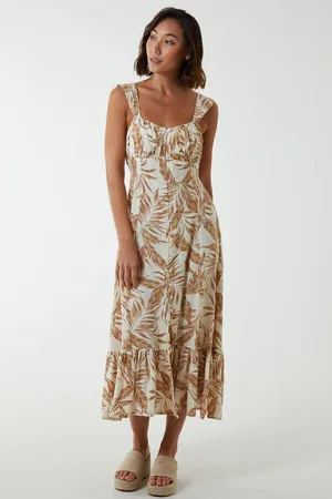 Blue Vanilla Womens Tropical Print Button Front Dress - - 8