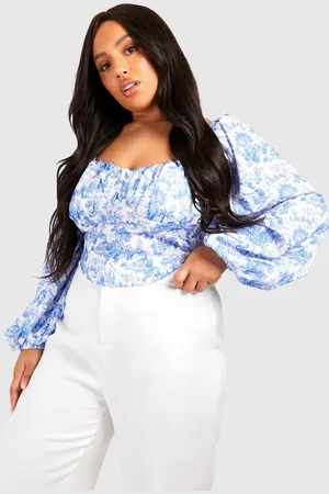 Boohoo Womens Plus Milkmaid Porcelain Ruched Bust Corset Top - - 28