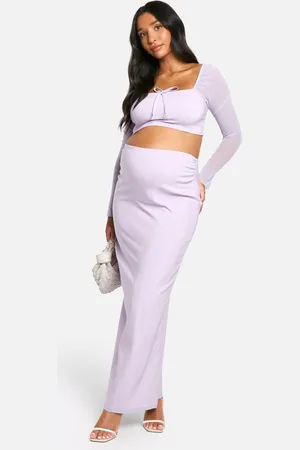 Boohoo Womens Maternity Bengaline Tie Front Blouse And Maxi Skirt Co-ord - - 16