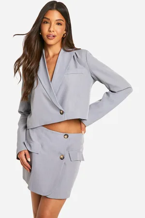 Boohoo Womens Marl Boxy Crop Blazer - - 14