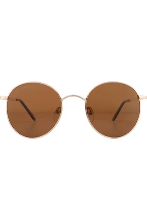 Montana Round Pink Gold Brown Polarized Sunglasses - - One Size