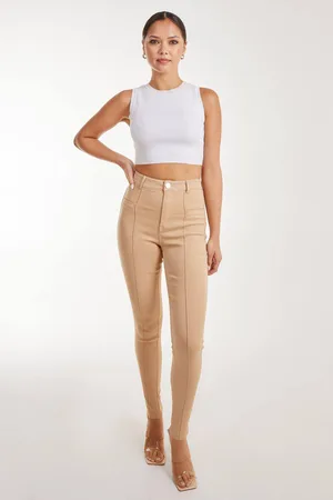 Pink Vanilla Womens Slim Fit Seam Detail Trousers - - 14