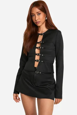 Boohoo Womens Tailored Micro Belt Long Sleeve Smock Top - - 8