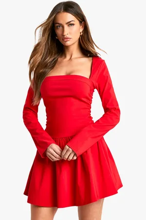 Boohoo Womens Long Sleeve Skater Mini Dress - - 14
