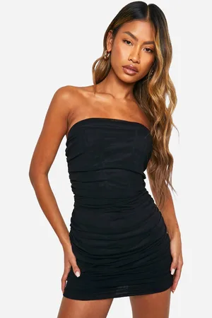 Boohoo Womens Mesh Bandeau Ruched Mini Dress - - 18