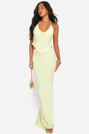 Boohoo Womens Lettuce Hem Coulumn Maxi Skirt - - 8