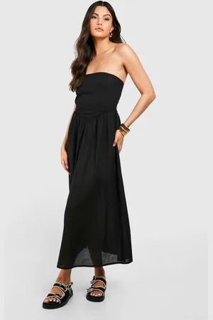 Boohoo Womens Linen Look Bandeau Midaxi Dress - - 18