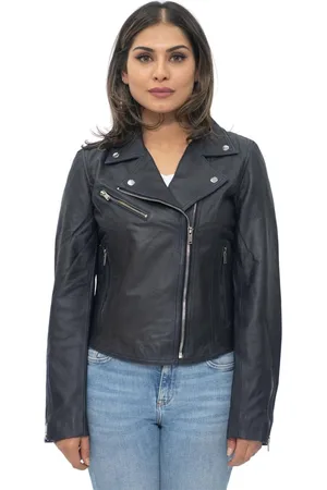 Infinity Womens Leather Classic Biker Brando Jacket-Baku - - 12