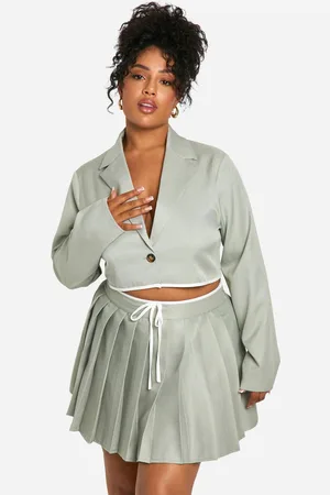 Boohoo Womens Plus Contrast Binding Pleated Mini Skirt - - 20