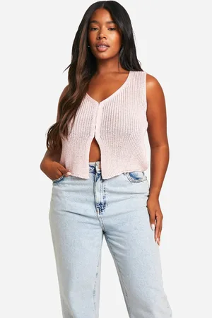Boohoo Womens Plus Knitted Hook And Eye Waistcoat - - 26