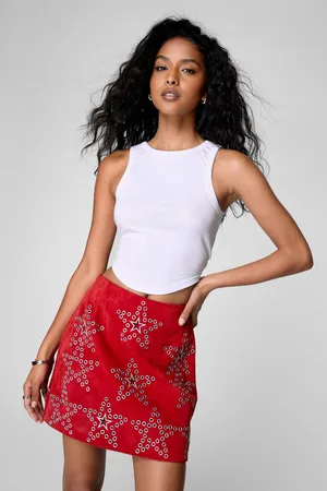 NASTY GAL Womens Premium Star Studded Suede Mini Skirt - - 6