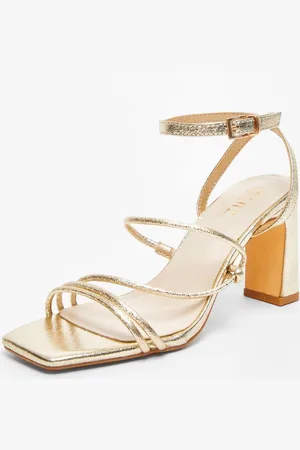 Quiz Womens Gold Faux Leather Strappy Heeled Sandals - - 6