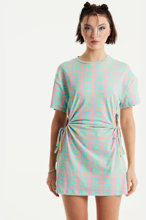 House of Holland Womens Logo Printed Mini Jersey Dress with Cut Out Details and Short Sleeves - - XL
