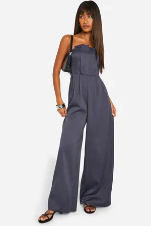 Boohoo Womens Bandeau Tailored Pleat Jumpsuit - - 16